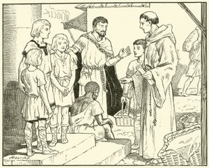 Szent Gergely és az angol rabszolgák (tinta papíron) alkotó: English School