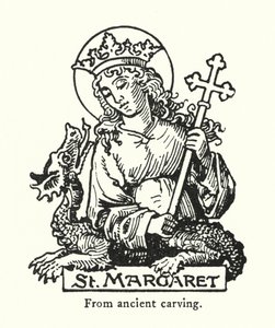 Szent Margit, ősi faragványból (metszet) alkotó: English School