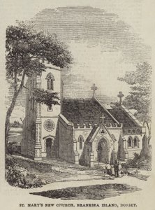 Szent Mária új templom, Branksea-sziget, Dorset (metszet) alkotó: English School