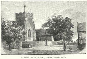 Szent Mária és Szent Márton templom, Trimley, délről (metszet) alkotó: English School