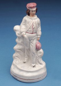 Staffordshire-i figura egy rögbiiskolás fiúról, 1860 körül (kerámia)