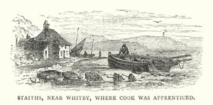 Staiths, Whitby közelében, ahol Cook tanonc volt (színes metszet) alkotó: English School