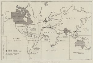 A brit haditengerészet állomásai, hajógyárai és szénkikötői (metszet) alkotó: English School