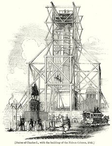 I. Károly szobra, a Nelson-oszlop épülete alkotó: English School