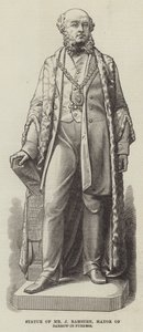 J Ramsden úrnak, Barrow-in-Furness polgármesterének szobra (metszet) alkotó: English School