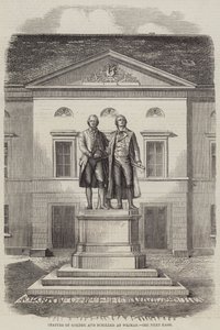 Goethe és Schiller szobra Weimarban (metszet) alkotó: English School