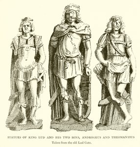 Lud király és két fia, Androgeus és Theomantius szobrai alkotó: English School
