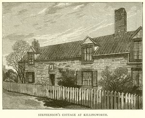 Stephensons kunyhó Killingworthben alkotó: English School