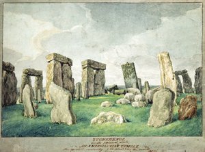 Stonehenge jelenlegi állapotában, anpediluni templom, 1821 (wc papíron) alkotó: English School