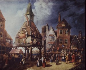 Stratford-on-Avon, Shakespeare-jubileum 1769-ben a High Crossnál (színes litó) alkotó: English School