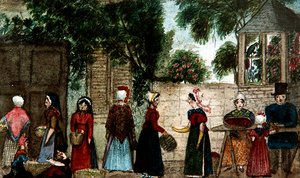 Utcai piac jelenet, 1840 körül (akvarell, papír) alkotó: English School