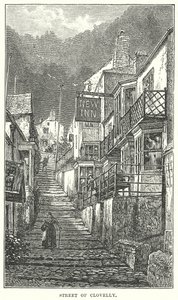 Clovelly utcája (metszet) alkotó: English School