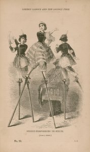 Utcai előadóművészek gólyalábasokon alkotó: English School