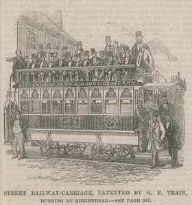 Birkenheadben közlekedő utcai vasúti kocsi, a G F Train szabadalma alkotó: English School