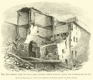 Utcakép Pollában (az ókori Forum Popilii), az 1857-es földrengés után alkotó: English School