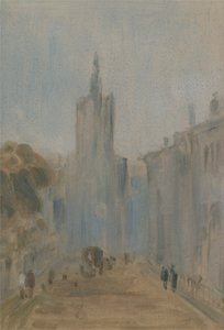 Utca templommal és korábban J.M.W.-nek tulajdonított alakokkal. Turner (1775-1851) és Peter de Wint (1784-1849) nevéhez fűződik, 1822-25 (olaj, papír) alkotó: English School