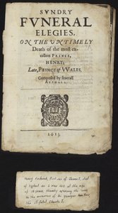 Különféle temetési elégiák Henry, walesi herceg korai haláláról alkotó: English School
