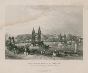 Függőhíd Chelsea-ben, amely a Chelsea Kórház közelében a Battersea állambeli New Parkba vezet alkotó: English School