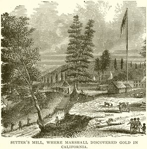 Sutters Mill, ahol Marshall felfedezte az aranyat Kaliforniában alkotó: English School