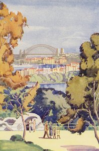 Sydney Bridge (színes litográfia) alkotó: English School