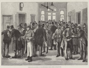 Taxiengedélyek kiadása a Fővárosi Rendőrségnél, Scotland-Yard (metszet) alkotó: English School