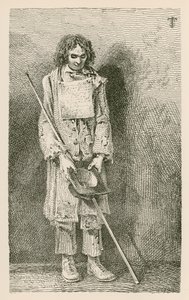 Magas, vak koldus, hosszú bottal alkotó: English School