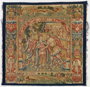 Tapestry panel depicting The Queen of Sheba meeting Solomon, made in Sheldon, England alkotó: English School