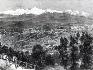 Teatermesztés Brit-Indiában – Darjeeling kilátása délről, 1876 alkotó: English School