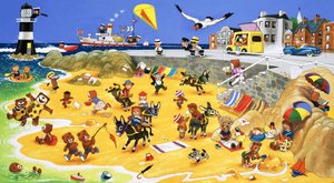 Teddy mackók a tengerparton alkotó: English School