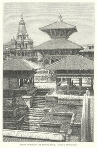 Mahadeo és Krishna temploma, Patan (metszet) alkotó: English School