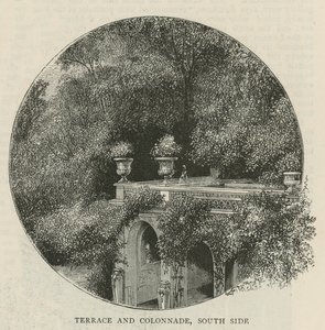 Terasz és oszlopcsarnok, déli oldal alkotó: English School
