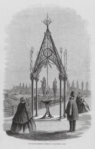 Teulon szökőkút, Battersea Park, London, Anglia (metszet) alkotó: English School