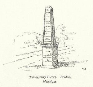 Tewkesbury, közel, Bredon, Milestone (litográfia) alkotó: English School