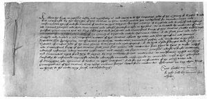 A felsőbbrendűségi törvény, amely VIII. Henriket az angliai egyház fejeként ismeri el, 1534 (tinta papíron) alkotó: English School