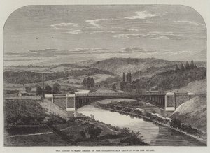 A Coalbrookdale-i vasút Albert Edward hídja a Severn felett (metszet) alkotó: English School