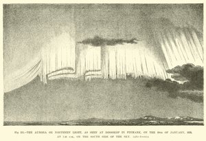 Az Aurora vagy az északi fény, ahogy a finmarki Bossokopnál látható, 1839. január 19-én, 19 óra 40 perckor, az égbolt déli oldalán alkotó: English School