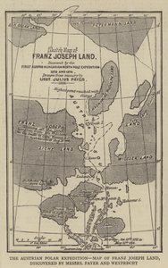Az osztrák sarki expedíció, Ferenc József-föld térképe, amelyet Messers Payer és Weyprecht fedezett fel (metszet) alkotó: English School