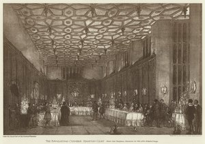 A bankettterem, Hampton Court (litho) alkotó: English School