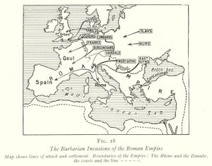 Barbár inváziók a Római Birodalomban (litho) alkotó: English School