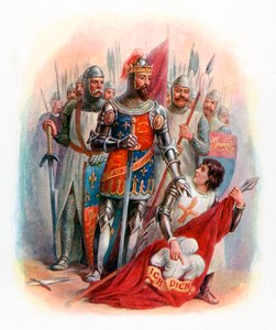 A fekete herceg megtalálja Cseh király zászlóját a crecyi csatatéren alkotó: English School