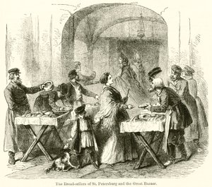 A szentpétervári kenyérárusok és a Nagy Bazár (metszet) alkotó: English School