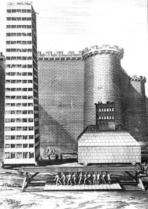 A téglatorony és a Musculus Marseille ostrománál, Cornelis Huyberts metszetében, a Caesars Commentaries illusztrációja, William Duncan angolra fordította, 1753. alkotó: English School