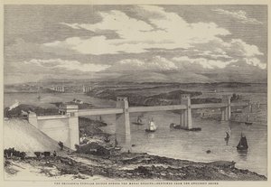 A Britannia csőhíd a Menai-szoroson át (metszet) alkotó: English School