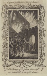 A Szent János-kolostor égése, Smithfield közelében, Wat Tyler Rabble mellett alkotó: English School