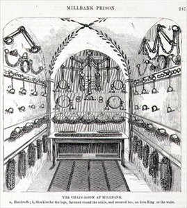 The Chain-Room at Millbank, Henry Mayhew (1812-87) és John Binny „A londoni bűnügyi börtönök és a börtönélet színterei” című művéből alkotó: English School