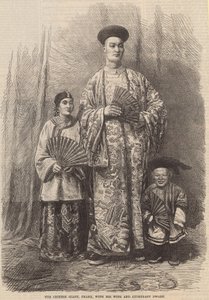 A kínai óriás, Chang feleségével és kísérő törpével alkotó: English School