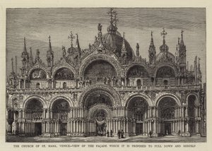 A velencei Szent Márk-templom, kilátás a homlokzatra, amelynek lebontását és újjáépítését javasolják (metszet) alkotó: English School