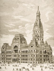 The City Hall, Chicago, 1870 körül, a Religious Tract Society által kiadott "American Pictures"-ből, 1876 alkotó: English School