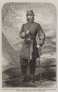 A polgárháború Amerikában, a Konföderációs Hadsereg 4. Ezredének európai dandár ezredese (metszet) alkotó: English School