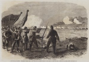 Polgárháború Amerikában, eljegyzés a 71. New York-i és egy alabamai ezred között a Bull Run-i csatában (metszet) alkotó: English School